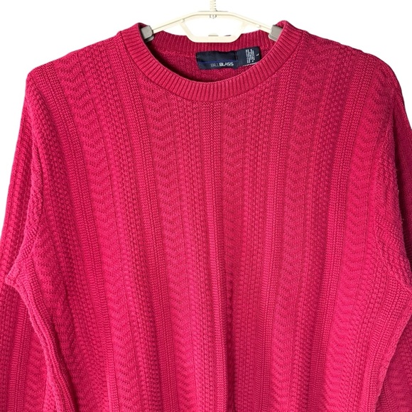 Vintage Bill Blass Men’s Large Cable Knit Sweater Red Classic Preppy 90s - Picture 2 of 6